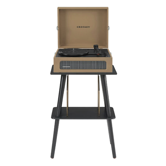 Crosley Voyager Bluetooth Portable Turntable + Entertainment Stand Bundle - Tan V398-CRIW8017BST-TA4