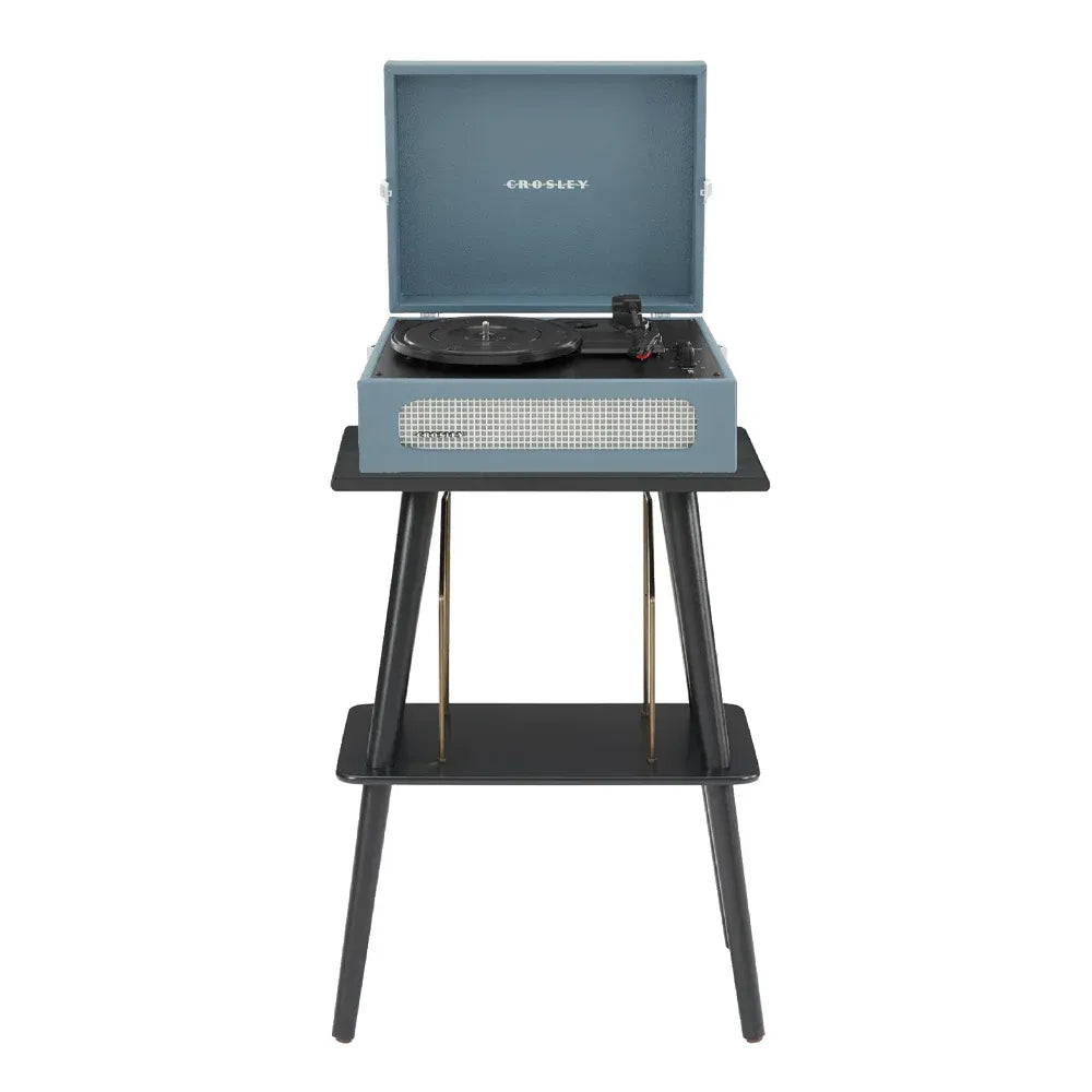 Crosley Voyager Bluetooth Portable Turntable + Entertainment Stand Bundle - Washed Blue V398-CRIW8017BST-WB4