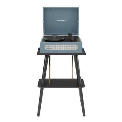 Crosley Voyager Bluetooth Portable Turntable + Entertainment Stand Bundle - Washed Blue V398-CRIW8017BST-WB4