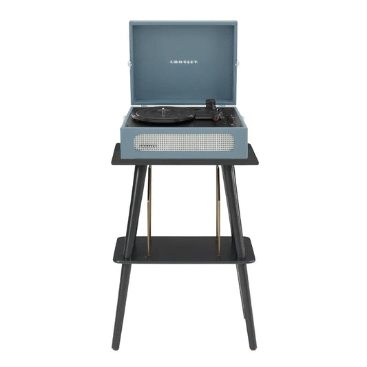 Crosley Voyager Bluetooth Portable Turntable + Entertainment Stand Bundle - Washed Blue V398-CRIW8017BST-WB4