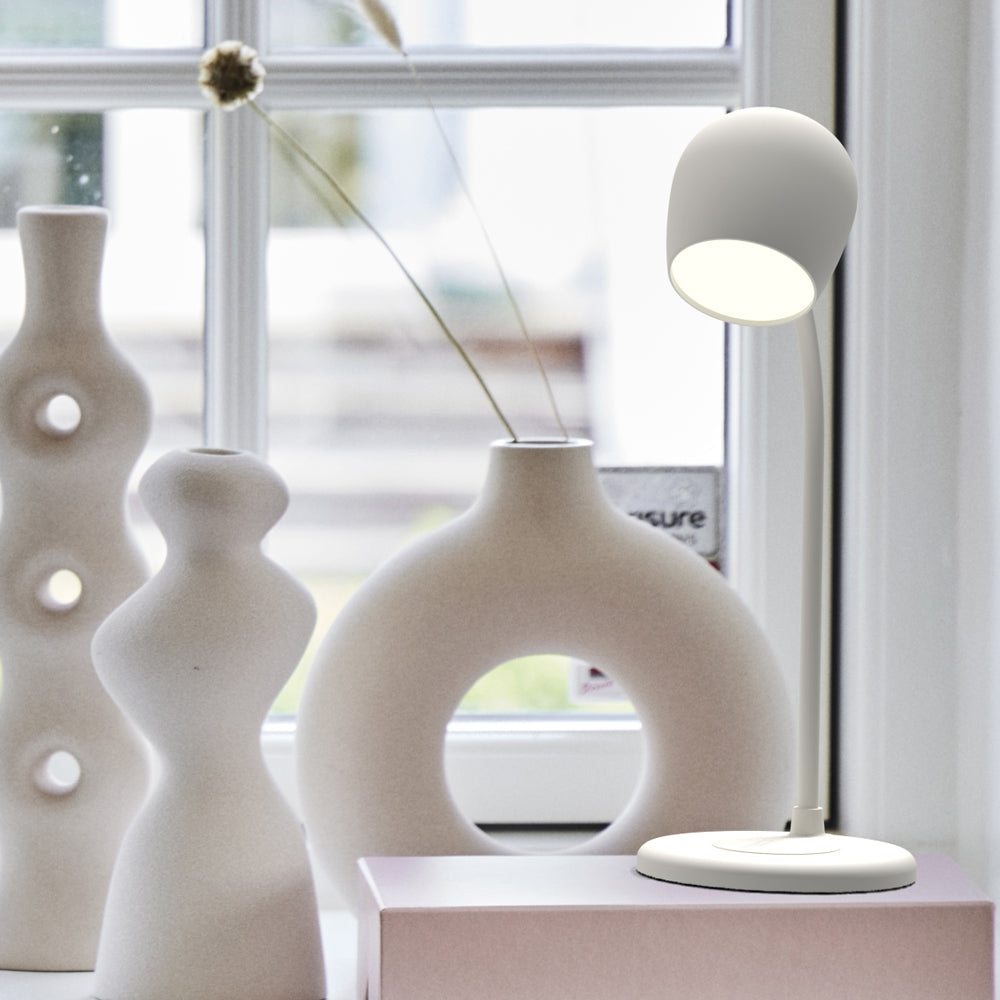 Kreafunk Ellie Lamp W/ Qi Charger And Bluetooth Speaker - White V398-KFEW01