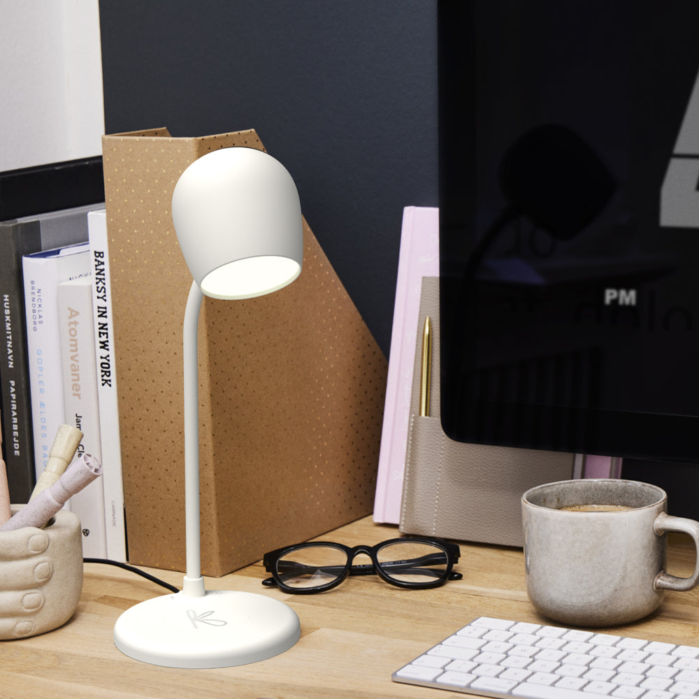 Kreafunk Ellie Lamp W/ Qi Charger And Bluetooth Speaker - White V398-KFEW01