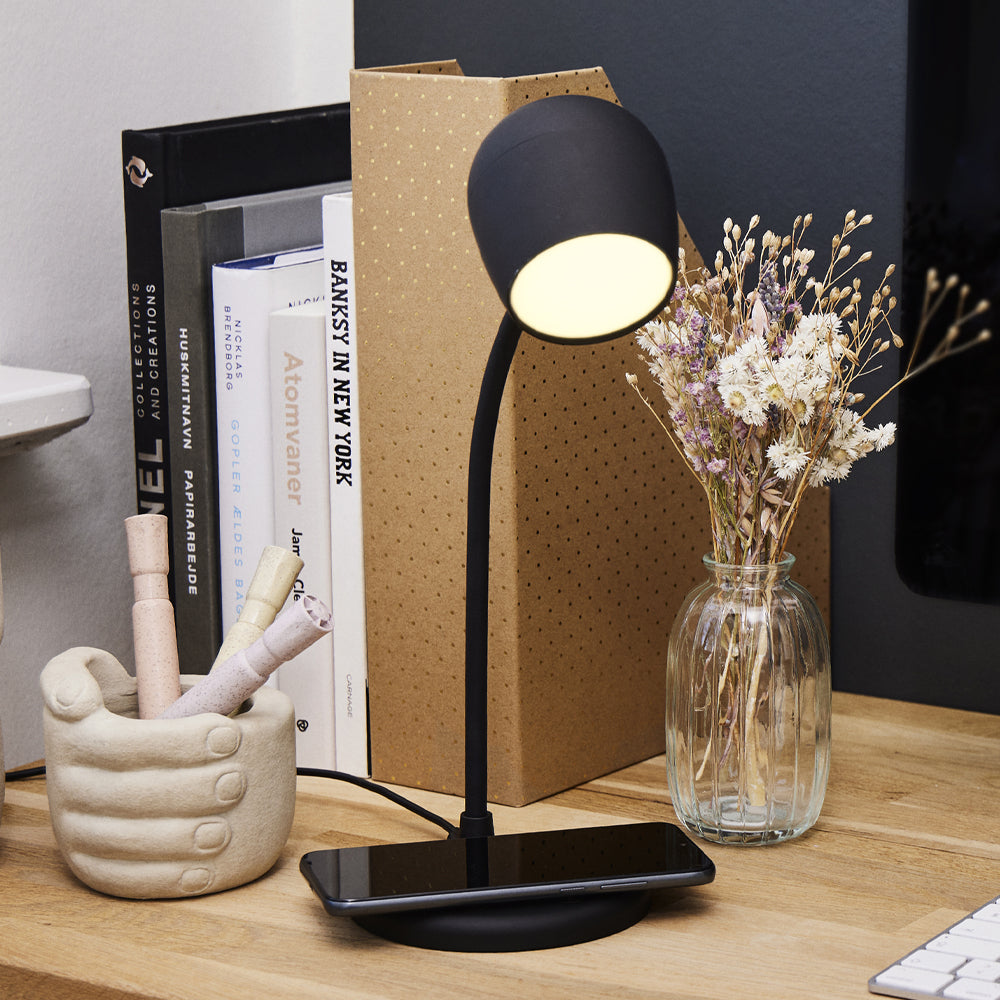 Kreafunk Ellie Lamp W/ Qi Charger And Bluetooth Speaker - Black V398-KFEW02