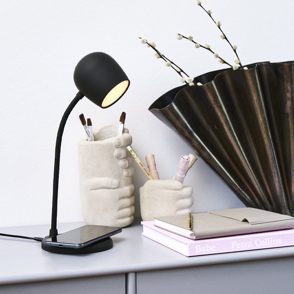 Kreafunk Ellie Lamp W/ Qi Charger And Bluetooth Speaker - Black V398-KFEW02
