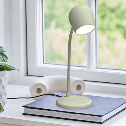 Kreafunk Ellie Lamp W/ Qi Charger And Bluetooth Speaker - Dusty Olive V398-KFEW08