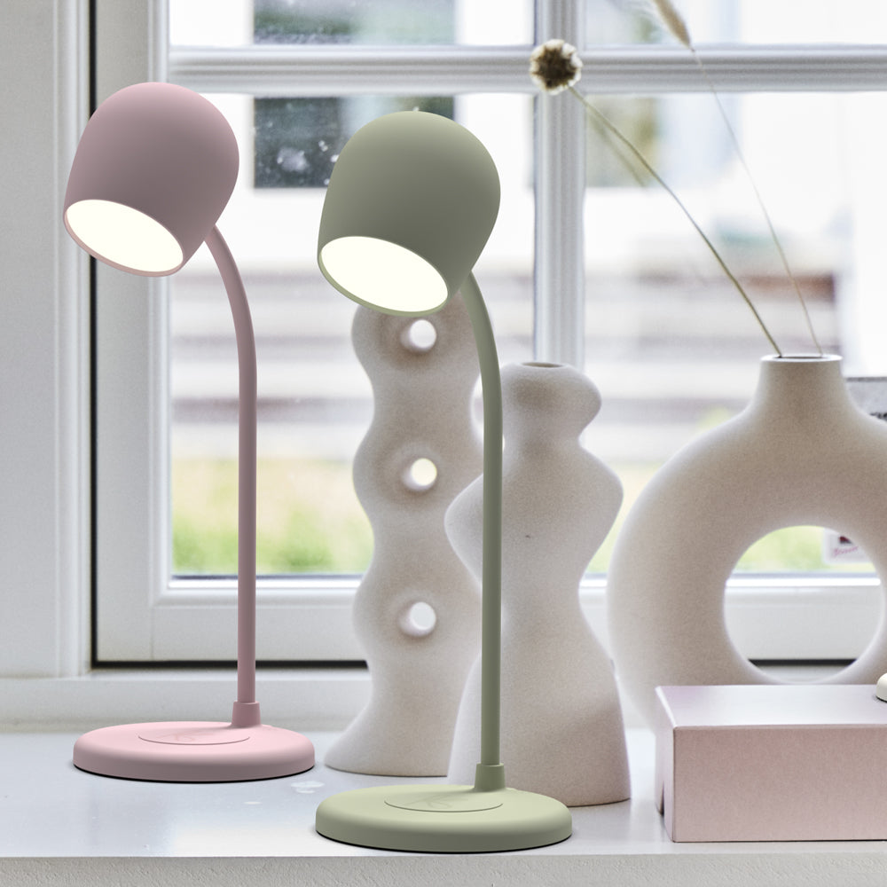 Kreafunk Ellie Lamp W/ Qi Charger And Bluetooth Speaker - Dusty Olive V398-KFEW08