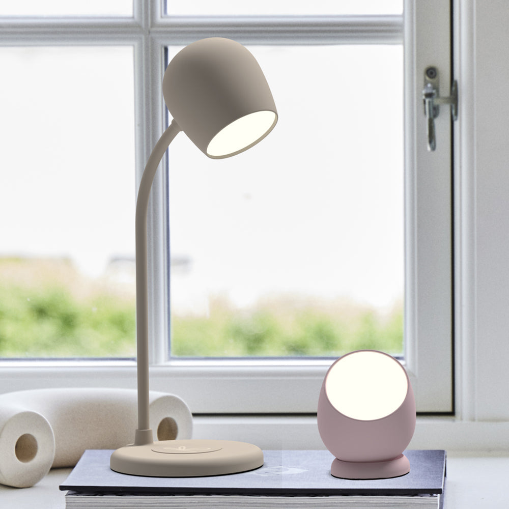 Kreafunk Ellie Lamp W/ Qi Charger And Bluetooth Speaker - Ivory Sand V398-KFEW09