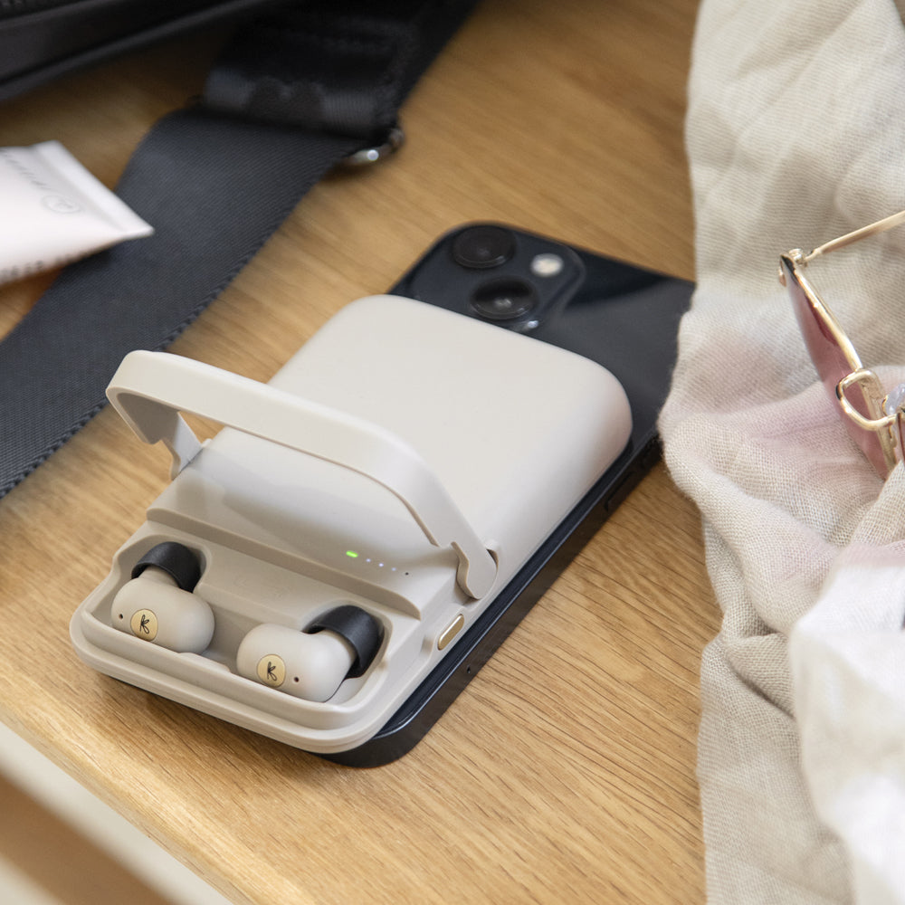 Kreafunk Tocharge Go Powerbank + Earbuds - Ivory Sand V398-KFTE89