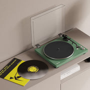 Kanto OBI3 Turntable - Matte Green with Kanto ORA 100W Powered Speakers - Black Bundle V398-KO-OBI3VMN-B