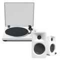 Kanto OBI3 Turntable - Matte White with Kanto ORA 100W Powered Speakers - White Bundle V398-KO-OBI3VMW-B