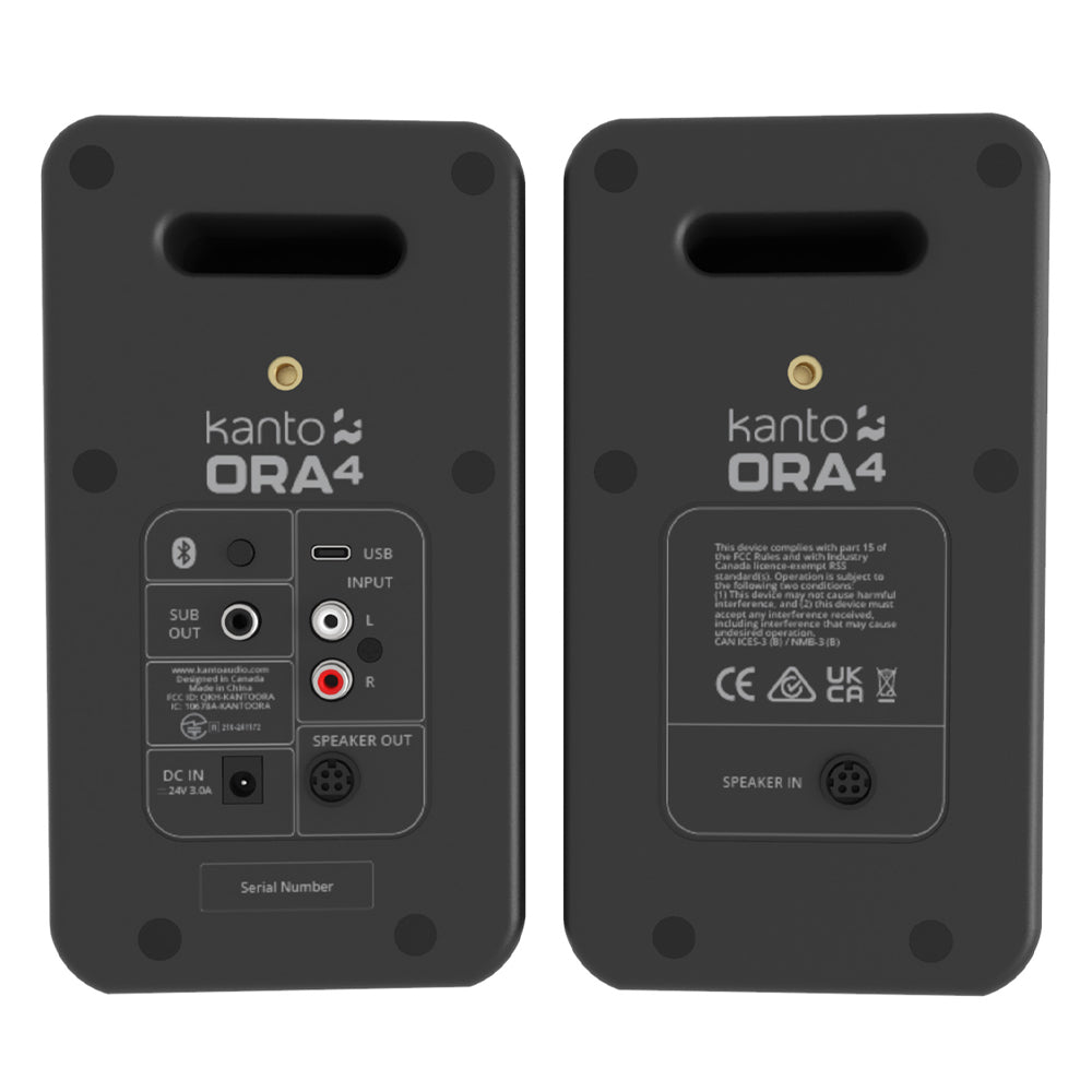 Kanto ORA4 140W Powered Reference Speakers with USB-C Input and Bluetooth - Black, Pair V398-KO-ORA4MB-I