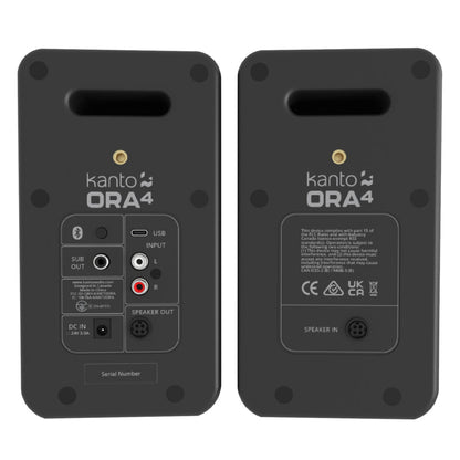 Kanto ORA4 140W Powered Reference Speakers with USB-C Input and Bluetooth - Black, Pair V398-KO-ORA4MB-I