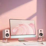 Kanto ORA 100W Powered Reference Desktop Computer Speakers with Bluetooth 5.0 Pink V398-KO-ORAMP-I