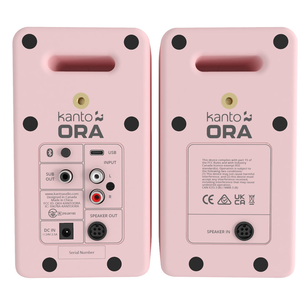 Kanto ORA 100W Powered Reference Desktop Computer Speakers with Bluetooth 5.0 Pink V398-KO-ORAMP-I