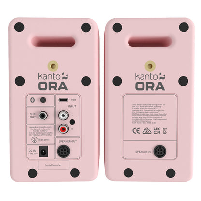 Kanto ORA 100W Powered Reference Desktop Computer Speakers with Bluetooth 5.0 Pink V398-KO-ORAMP-I
