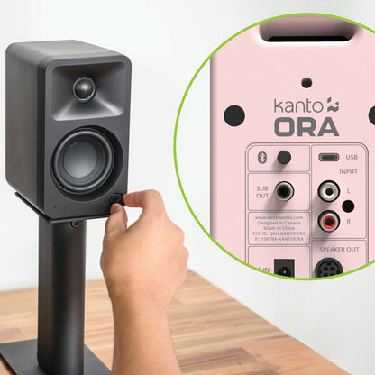 Kanto ORA 100W Powered Reference Desktop Computer Speakers with Bluetooth 5.0 Pink V398-KO-ORAMP-I