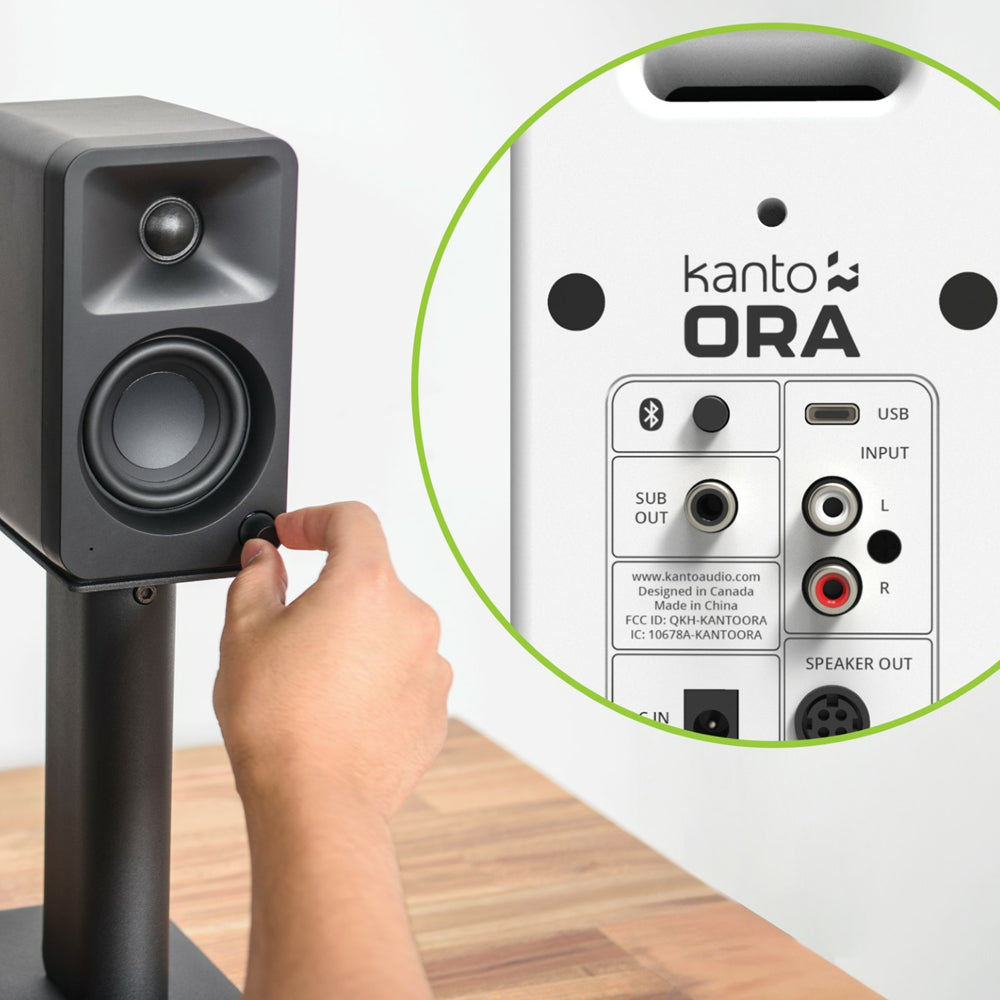Kanto ORA 100W Powered Reference Desktop Computer Speakers with Bluetooth 5.0 White V398-KO-ORAMW-1