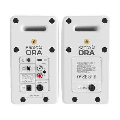 Kanto ORA 100W Powered Reference Desktop Computer Speakers with Bluetooth 5.0 White V398-KO-ORAMW-1