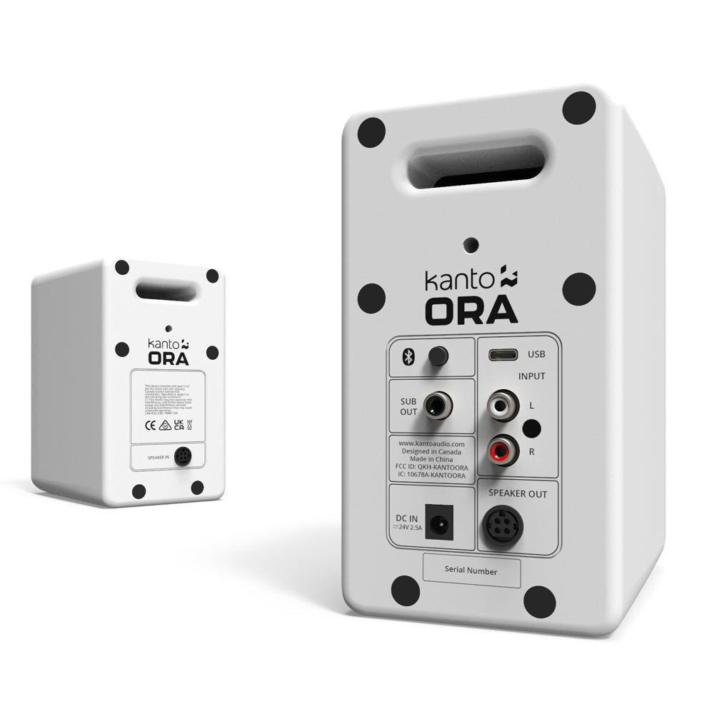 Kanto ORA 100W Powered Reference Desktop Computer Speakers with Bluetooth 5.0 White V398-KO-ORAMW-1