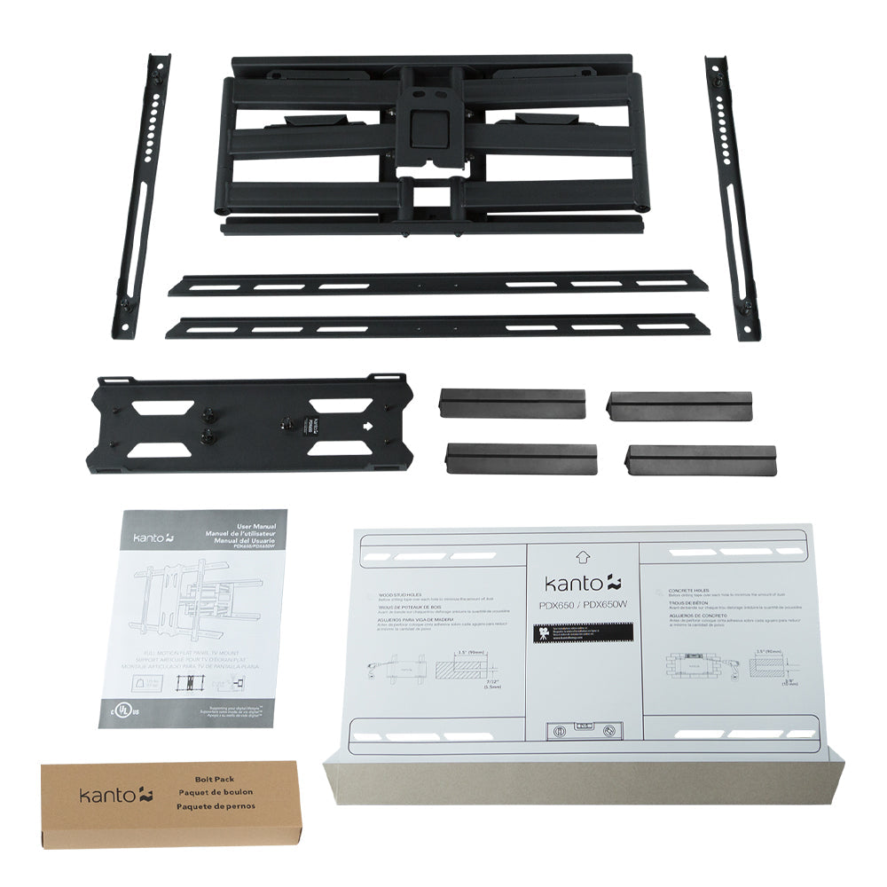 Kanto PDX650 Full Motion TV Wall Mount for 37" - 90" TVs, Black V398-KO-PDX650