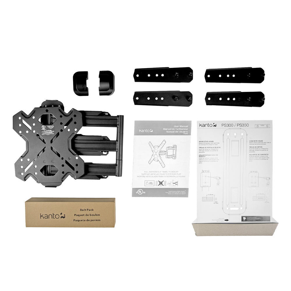 Kanto PS300 Full Motion TV Wall Mount for 25" - 75" TVs, Black V398-KO-PS300