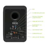 Kanto REN 200W Powered Bookshelf Speakers with HDMI ARC, USB-C, and Bluetooth 5.3 - Matte Black, Pair V398-KO-RENMB-I