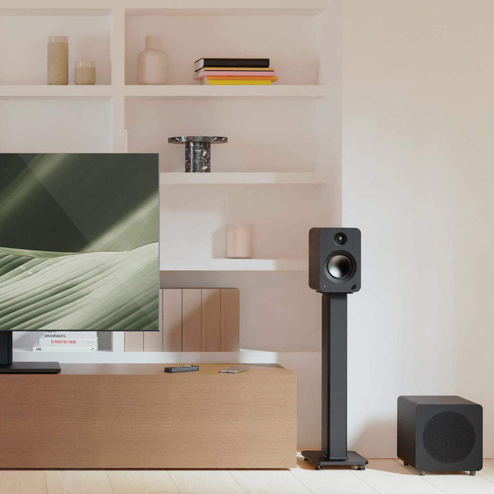 Kanto REN 200W Powered Bookshelf Speakers with HDMI ARC, USB-C, and Bluetooth 5.3 - Matte Black, Pair V398-KO-RENMB-I