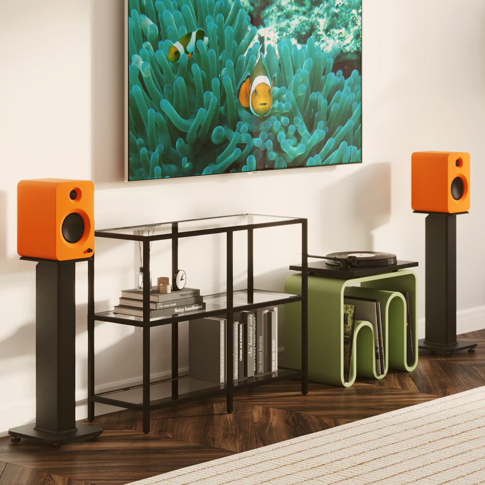 Kanto REN 200W Powered Bookshelf Speakers with HDMI ARC, USB-C, and Bluetooth 5.3 - Matte Orange, Pair V398-KO-RENMO-I