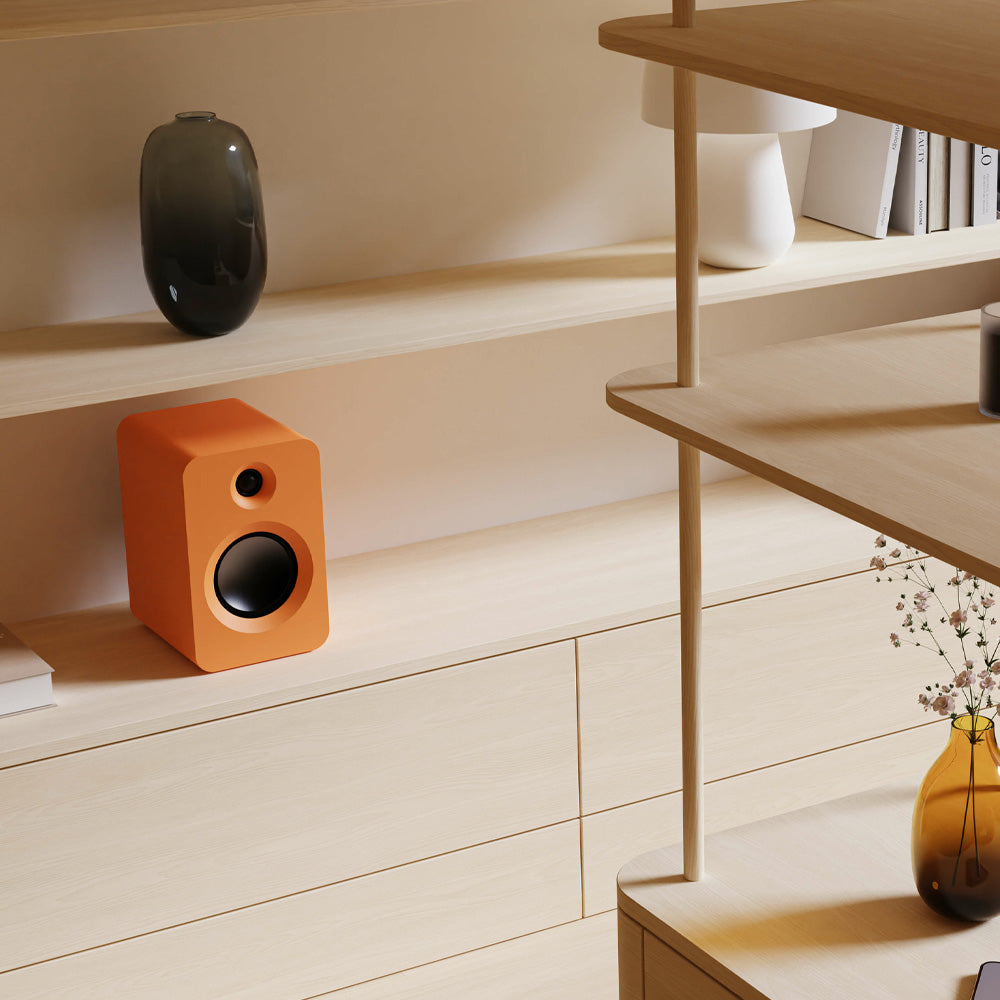 Kanto REN 200W Powered Bookshelf Speakers with HDMI ARC, USB-C, and Bluetooth 5.3 - Matte Orange, Pair V398-KO-RENMO-I
