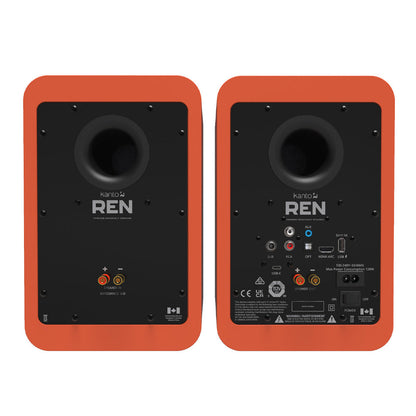 Kanto REN 200W Powered Bookshelf Speakers with HDMI ARC, USB-C, and Bluetooth 5.3 - Matte Orange, Pair V398-KO-RENMO-I