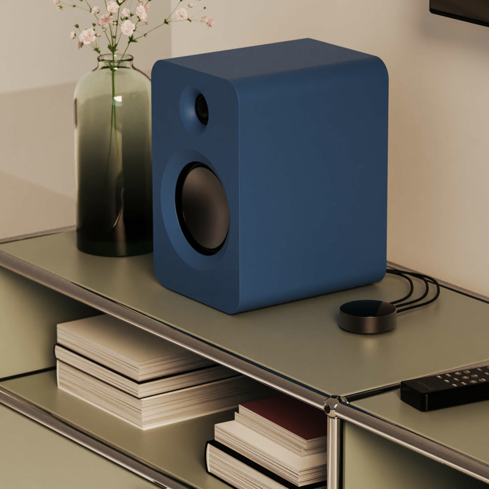 Kanto REN 200W Powered Bookshelf Speakers with HDMI ARC, USB-C, and Bluetooth 5.3 - Matte Blue, Pair V398-KO-RENMU-I