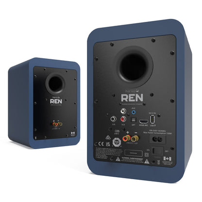 Kanto REN 200W Powered Bookshelf Speakers with HDMI ARC, USB-C, and Bluetooth 5.3 - Matte Blue, Pair V398-KO-RENMU-I