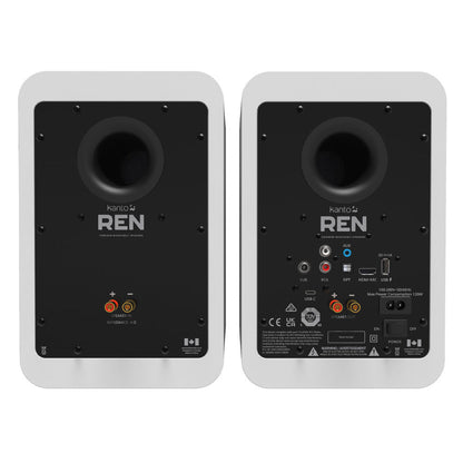 Kanto REN 200W Powered Bookshelf Speakers with HDMI ARC, USB-C, and Bluetooth 5.3 - Matte White, Pair V398-KO-RENMW-I