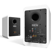 Kanto REN 200W Powered Bookshelf Speakers with HDMI ARC, USB-C, and Bluetooth 5.3 - Matte White, Pair V398-KO-RENMW-I