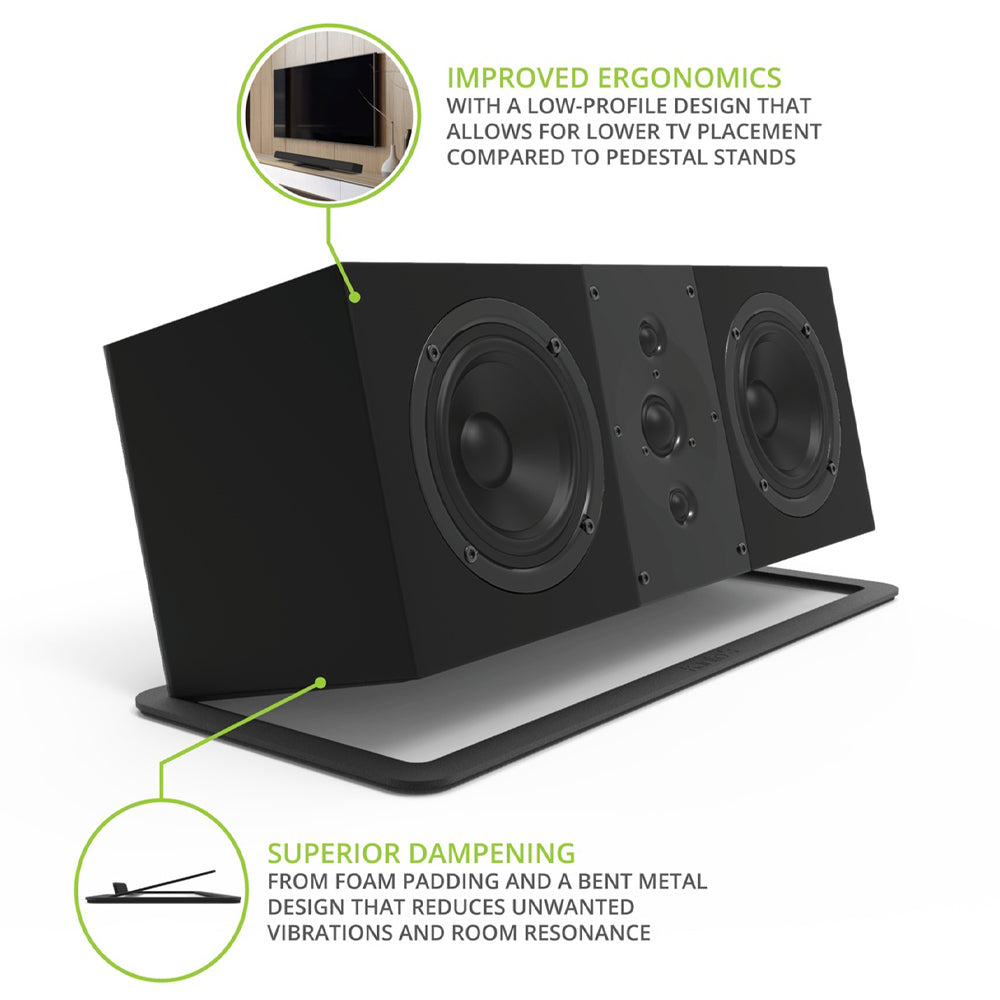 Kanto S10 Low-Profile Angled Sound Bar and Center Channel Speaker Stand for Home Theater V398-KO-S10