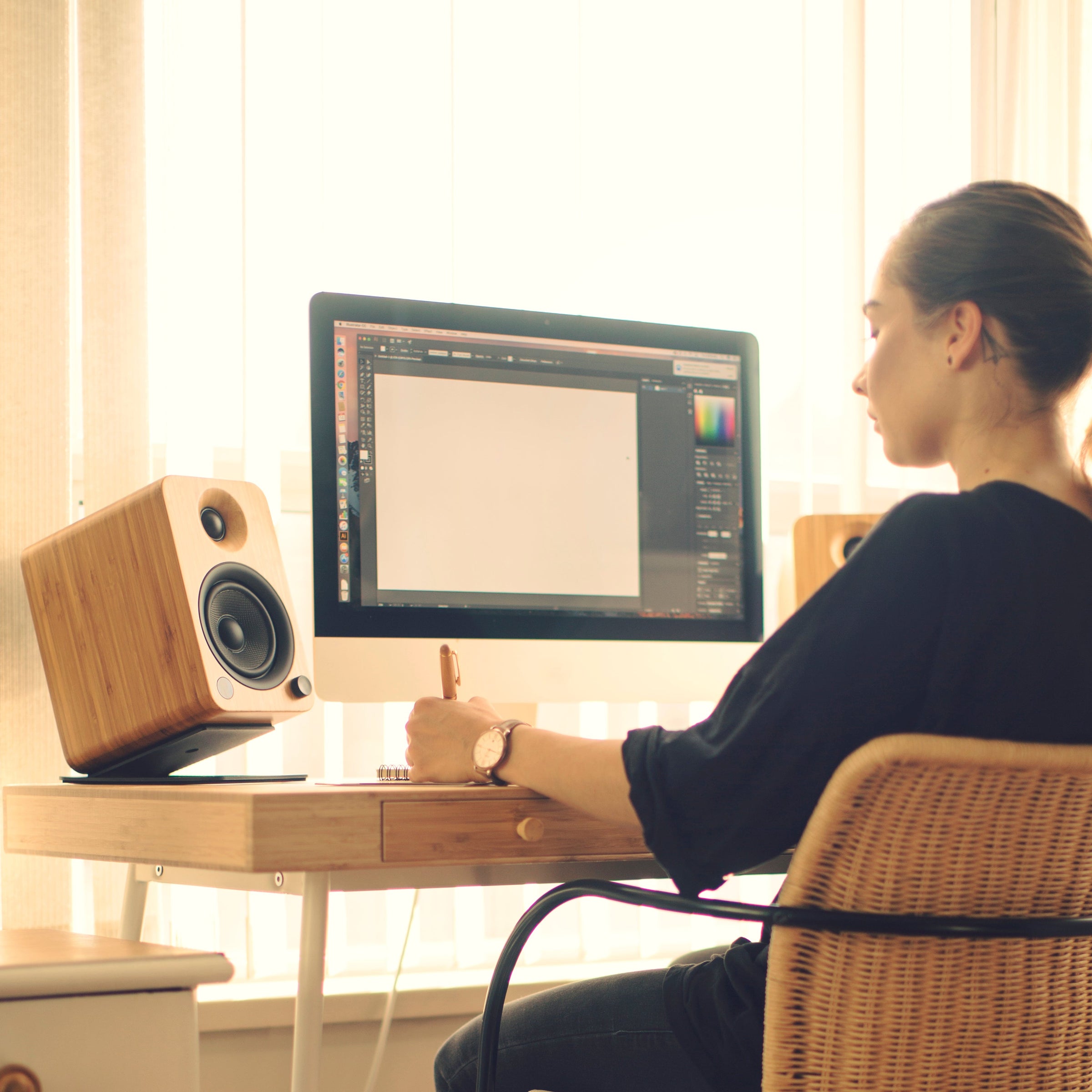 Kanto S4 Angled Desktop Speaker Stands for Midsize Speakers - Pair, Black V398-KO-S4