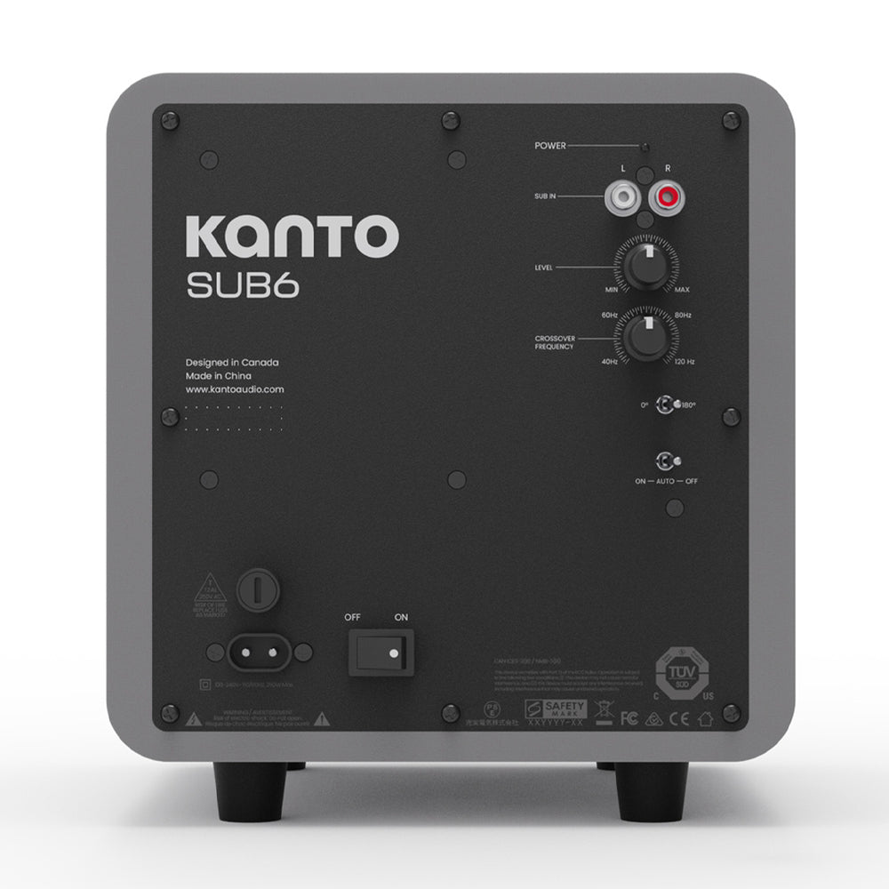 Limited Edition - Kanto SUB6 200W 6" Sealed Powered Subwoofer, Matte Grey V398-KO-SUB6VMG-I