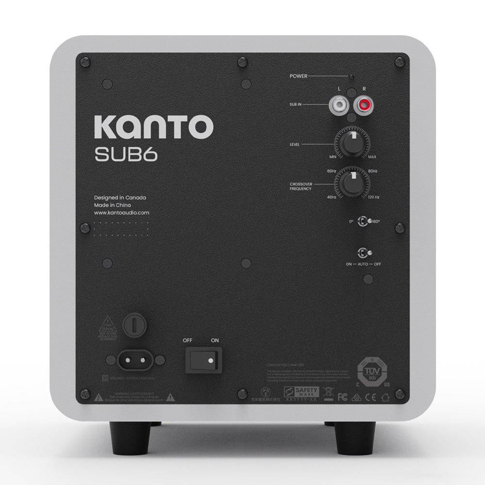 Kanto SUB6 200W 6" Sealed Powered Subwoofer, Matte White V398-KO-SUB6VMW-I