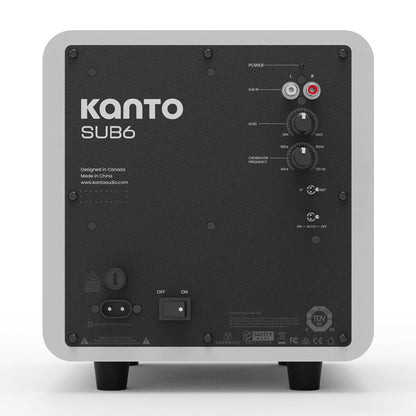 Kanto SUB6 200W 6" Sealed Powered Subwoofer, Matte White V398-KO-SUB6VMW-I