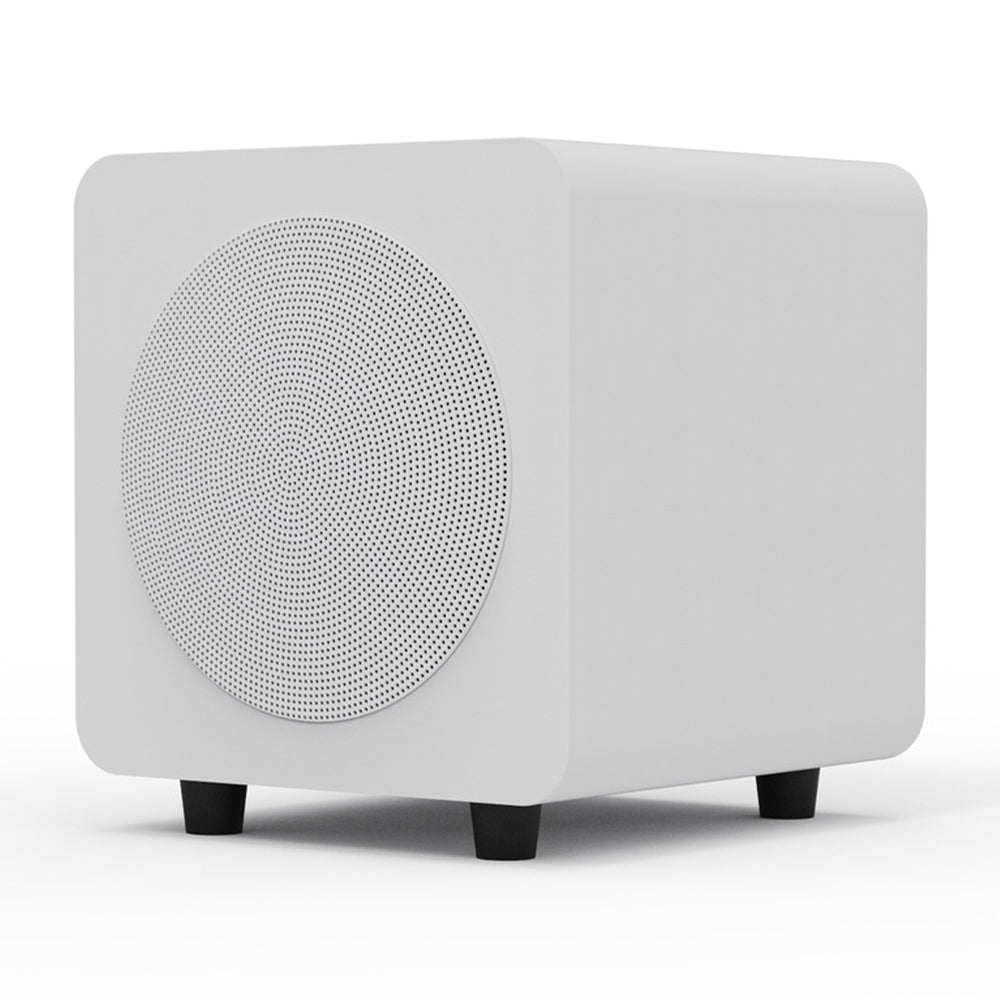 Limited Edition - Kanto SUB6 200W 6" Sealed Powered Subwoofer, Matte White, With White Grill V398-KO-SUB6VMWW-I