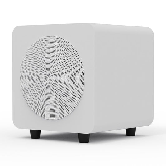 Limited Edition - Kanto SUB6 200W 6" Sealed Powered Subwoofer, Matte White, With White Grill V398-KO-SUB6VMWW-I