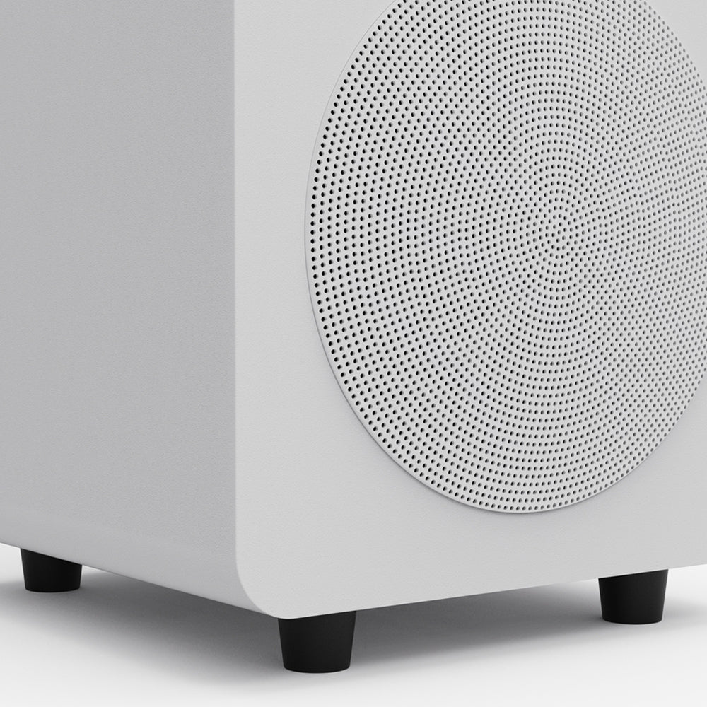 Limited Edition - Kanto SUB6 200W 6" Sealed Powered Subwoofer, Matte White, With White Grill V398-KO-SUB6VMWW-I