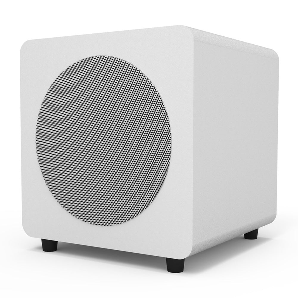 Limited Editon - Kanto SUB8 300W 8" Sealed Powered Subwoofer, Matte White, With White Grill V398-KO-SUB8VMWW-I