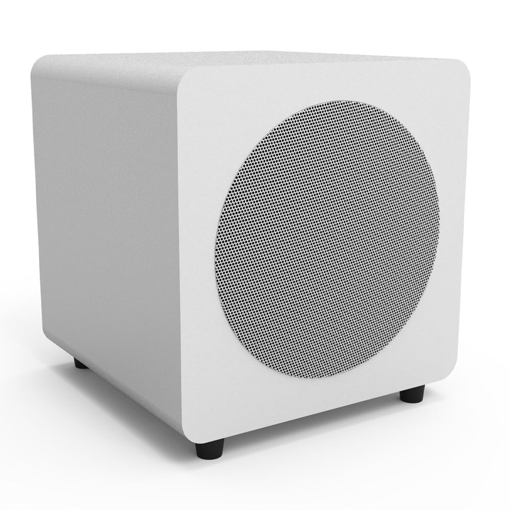 Limited Editon - Kanto SUB8 300W 8" Sealed Powered Subwoofer, Matte White, With White Grill V398-KO-SUB8VMWW-I