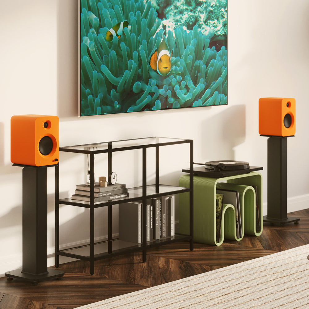 Kanto SX30W 30" Tall Fillable Speaker Stands with Isolation Feet - Pair, White V398-KO-SX30W
