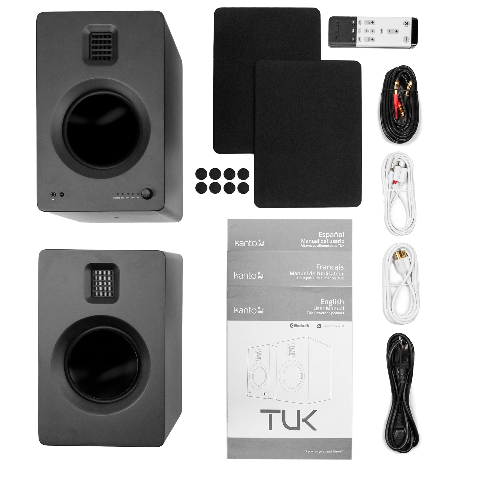 Kanto TUK 260W Powered Bookshelf Speakers with Headphone Out, USB Input, Dedicated Phono Pre-amp, Bluetooth - V398-KO-TUKMB-I