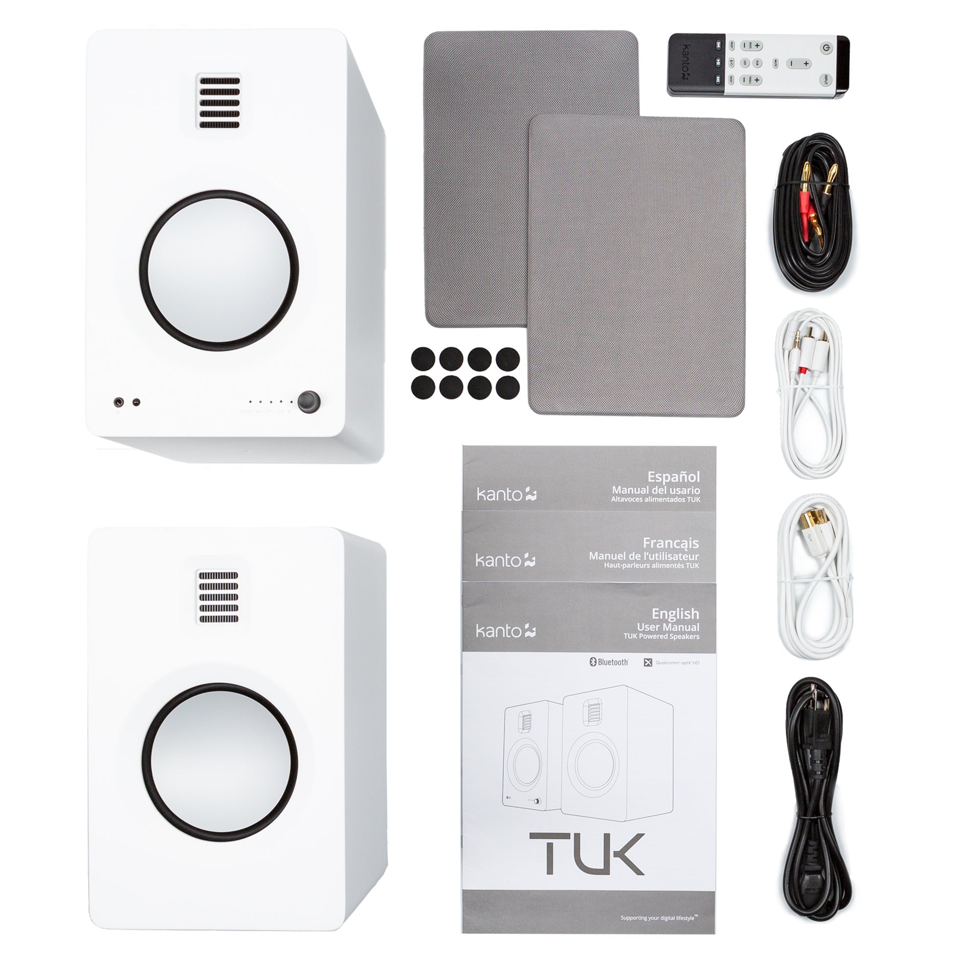 Kanto TUK 260W Powered Bookshelf Speakers with Headphone Out, USB Input, Dedicated Phono Pre-amp, Bluetooth - V398-KO-TUKMW-I