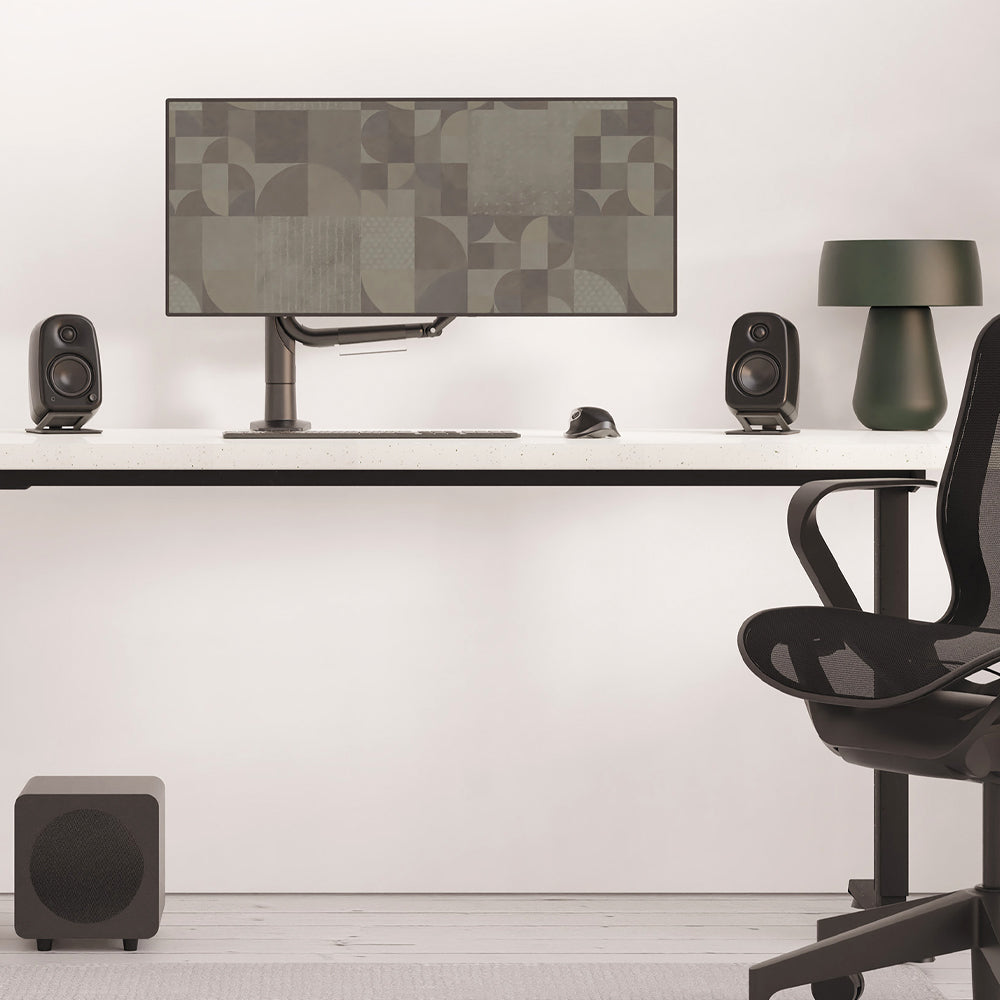 Kanto UKI 100W Desktop Speakers with Bluetooth, USB-C, Headphone out, Onyx (Matte Black), Pair V398-KO-UKIDMBO-I