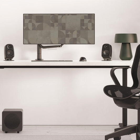 Kanto UKI 100W Desktop Speakers with Bluetooth, USB-C, Headphone out, Onyx (Matte Black), Pair V398-KO-UKIDMBO-I