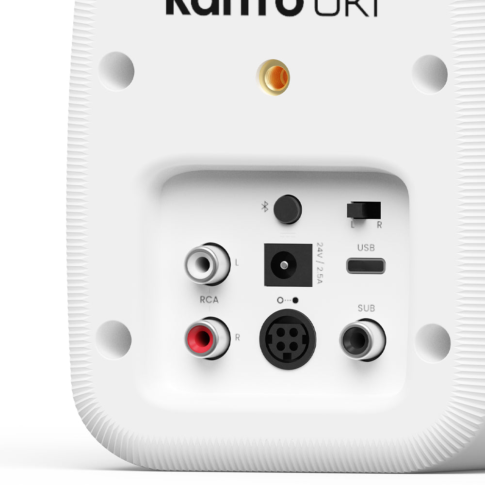 Kanto UKI 100W Desktop Speakers with Bluetooth, USB-C, Headphone out, Chalk (Matte White), Pair V398-KO-UKIDMWC-I